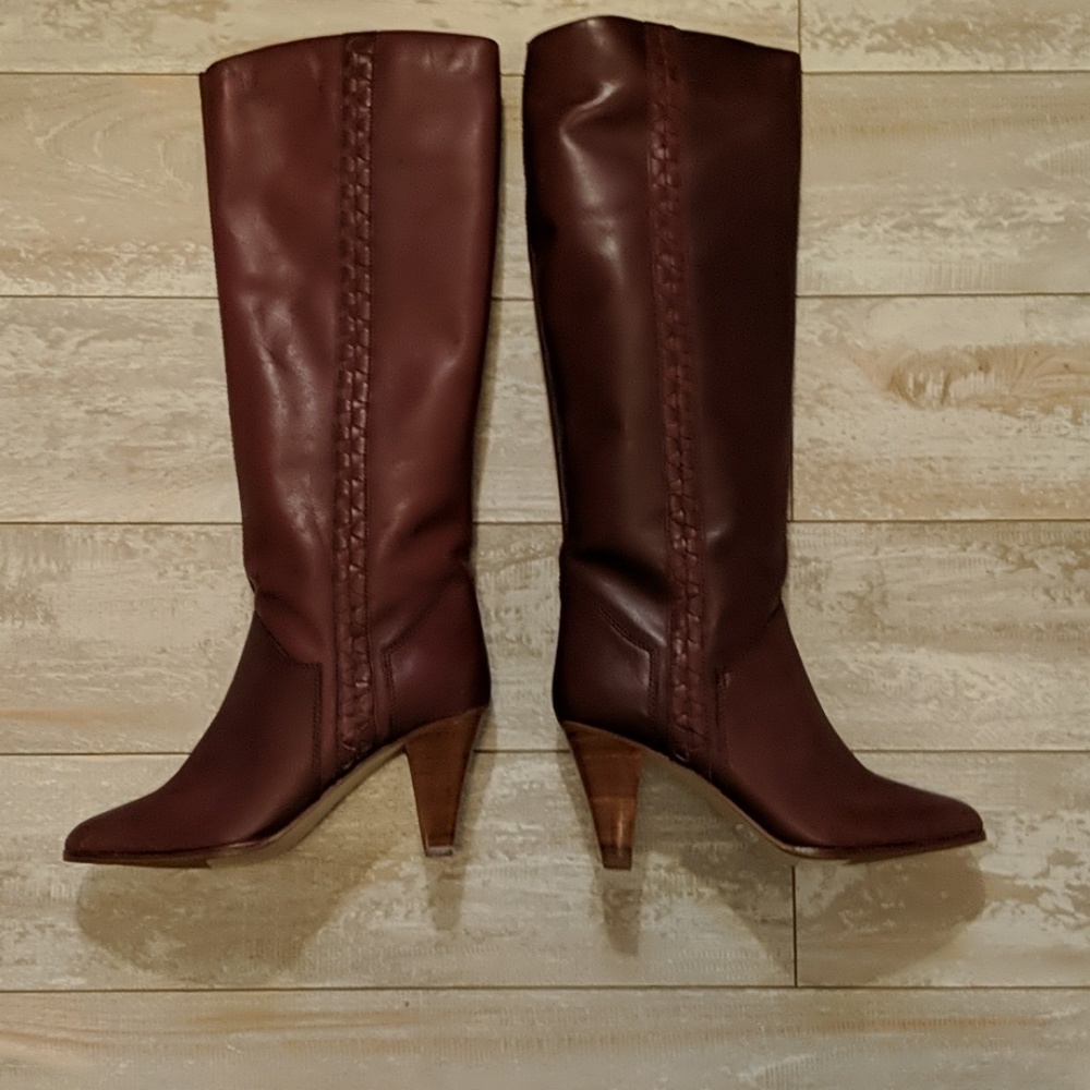 Vintage Kinney Leather Maroon Boots - Picture 2 of 7